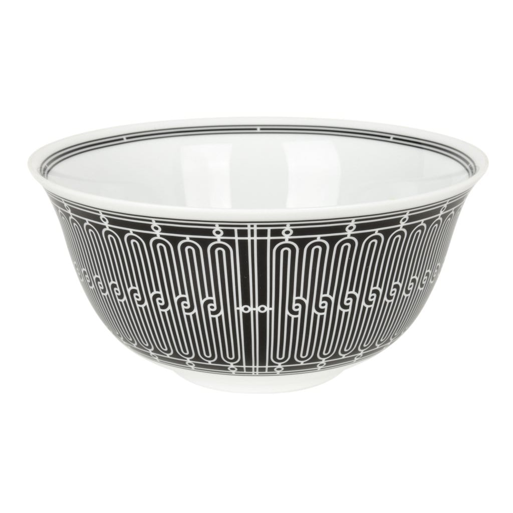 HERMES H-DECO 皿 ホワイト・ブラック Hermes H Deco Bowl Black w/ White Large Model | Mightychic