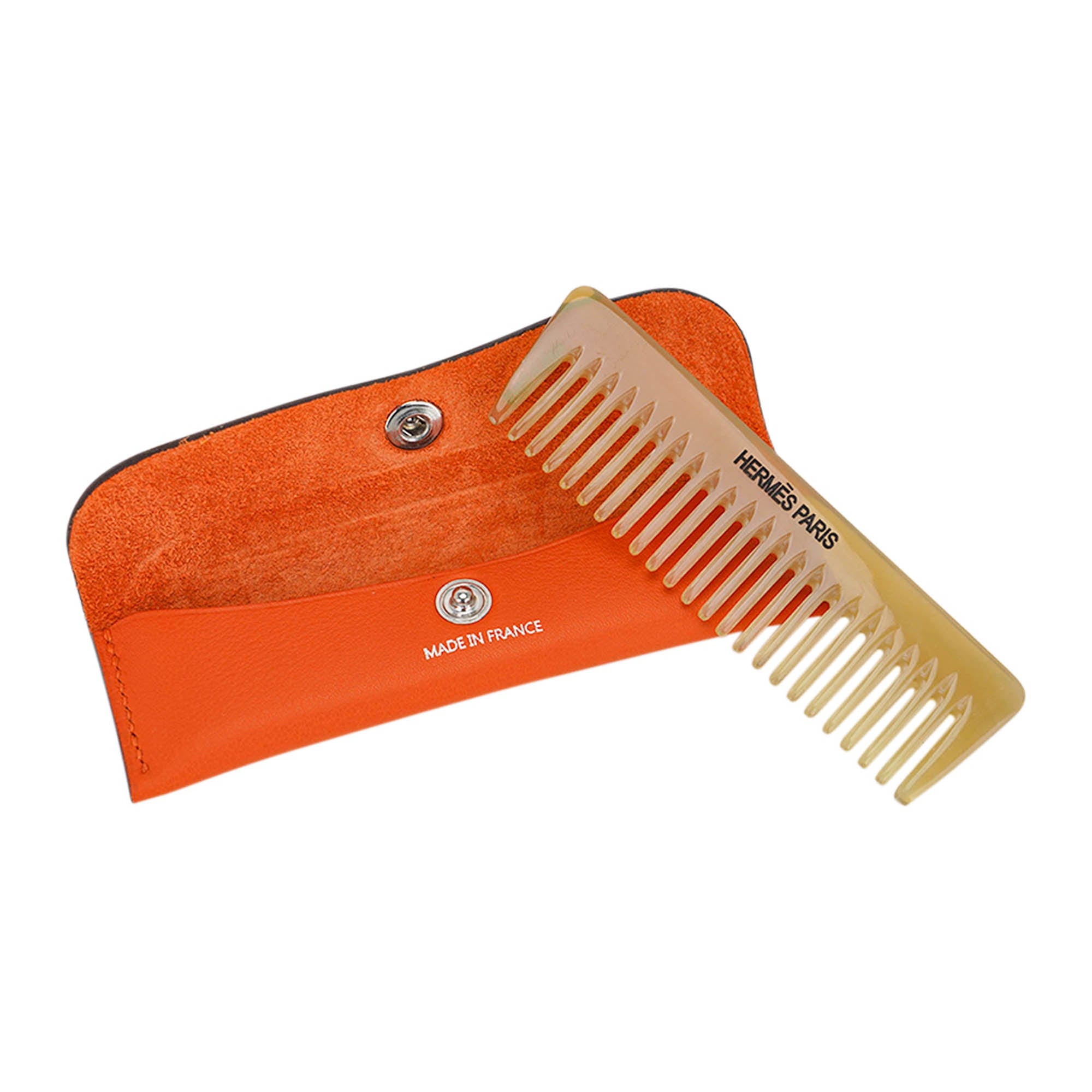 Hermes Small Horn Comb with Orange Swift Case | Mightychic