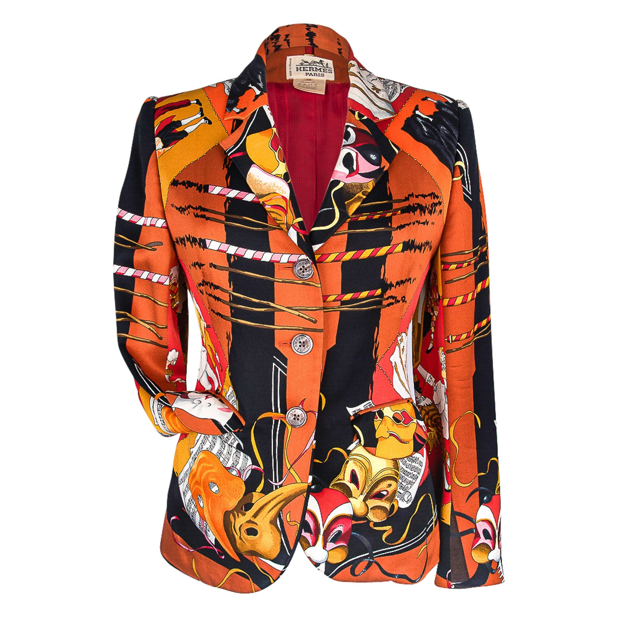 Hermes Jacket Carnaval De Venise Silk Print Vintage 38 / 6