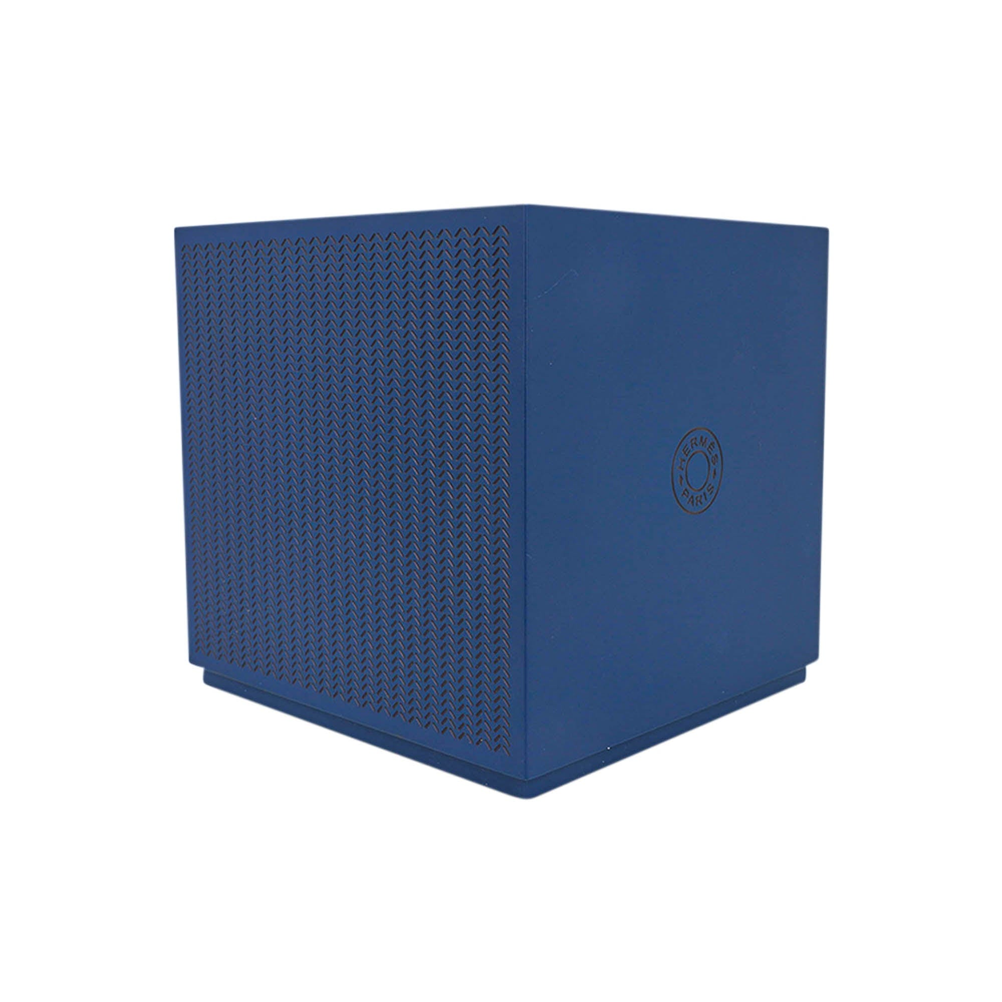 エルメス　ネイビー ティッシュボックス Hermes K-Box Square Tissue Box Blue Grands Fronds Hand Lacquered