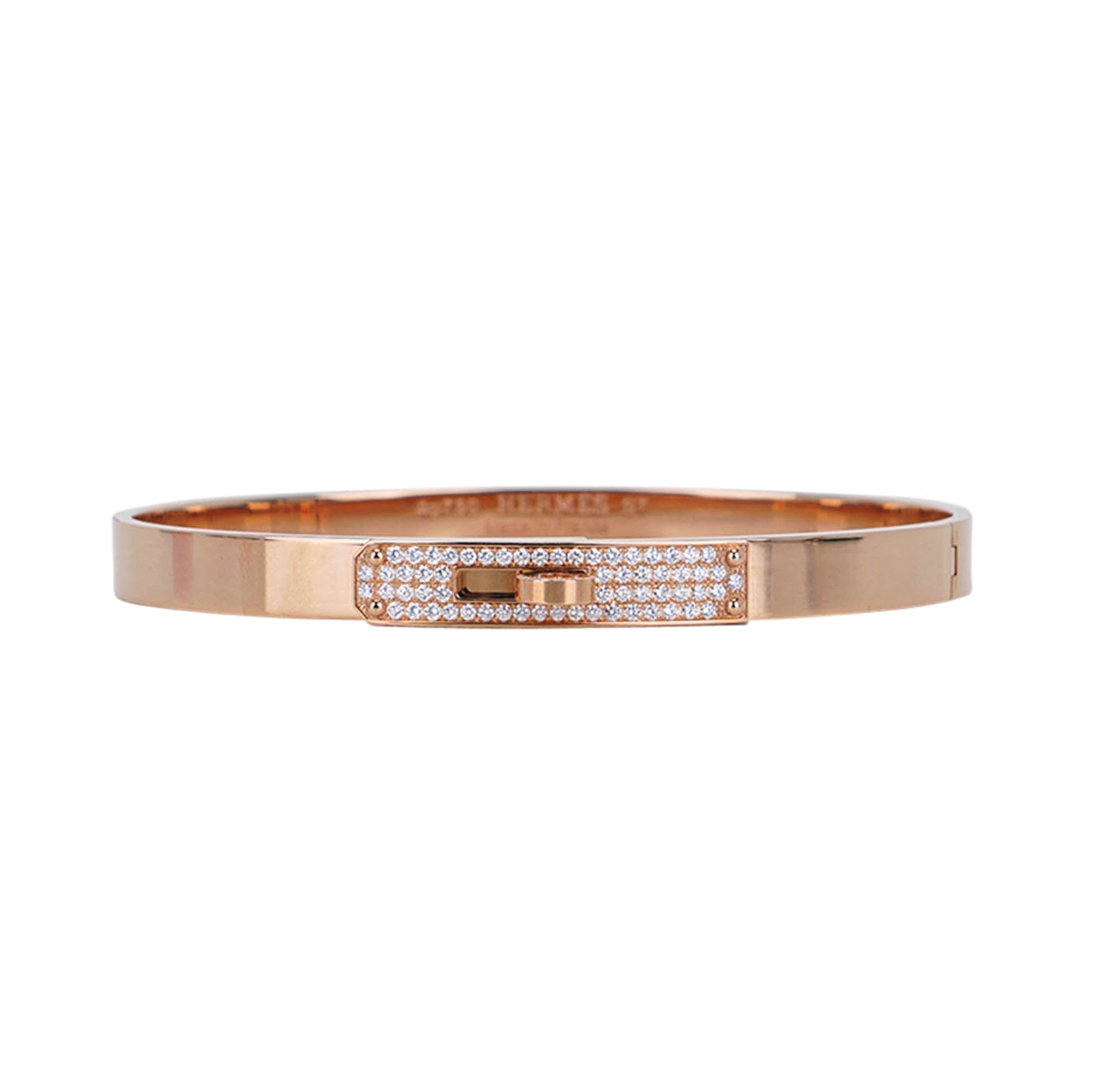 HERMES 18K Rose Gold Diamond PM Kelly Gourmette Bracelet SH 756224 |  FASHIONPHILE