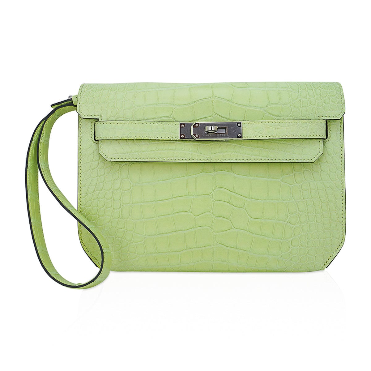 Hermes Kelly Depeches 25 Pouch Jaune Bourgeon Matte Alligator