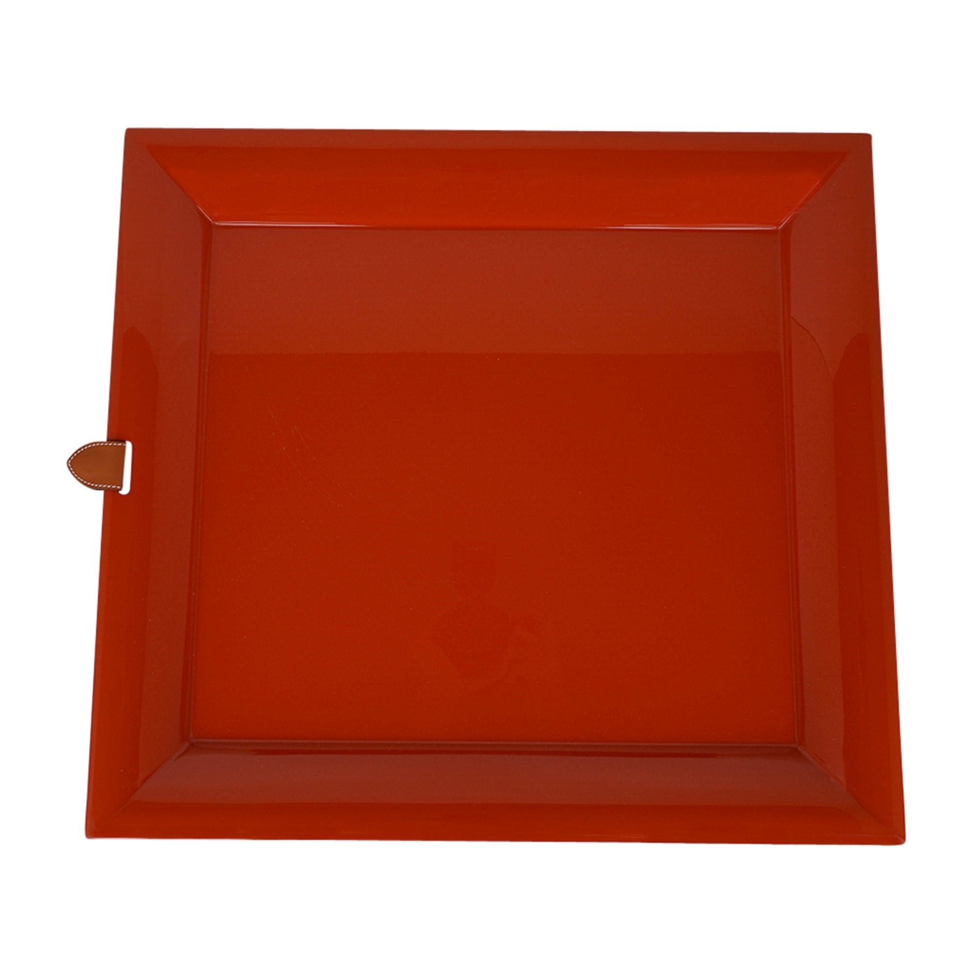 Hermes Lacquered Wood Chamonix Chakor Plateaux GM Terracotta New w