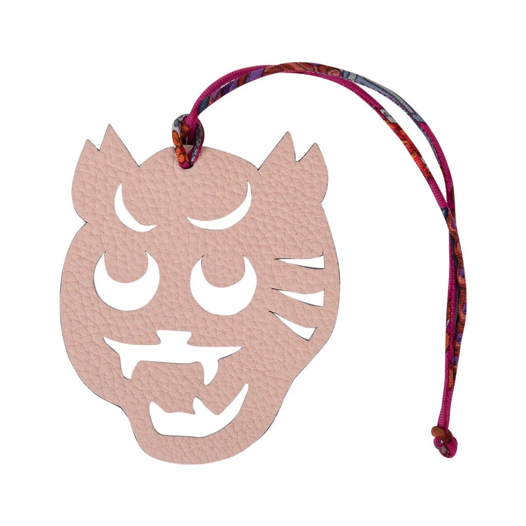 Hermes Asian Tiger Face Bag Charm Limited Edition Rose Eglantine