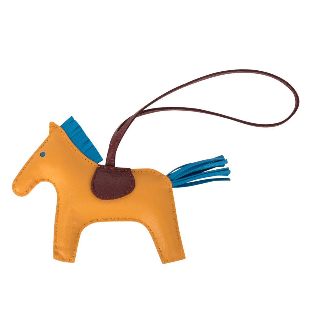 Hermès Rodeo PM Jaune d'Or Blue Zanzibar Rouge H Charm