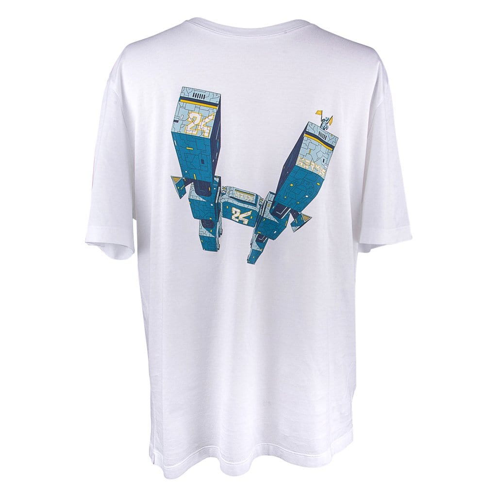 Hermes Men's T-Shirt Odyssee Blanc w/ Blue Design Cotton L New w