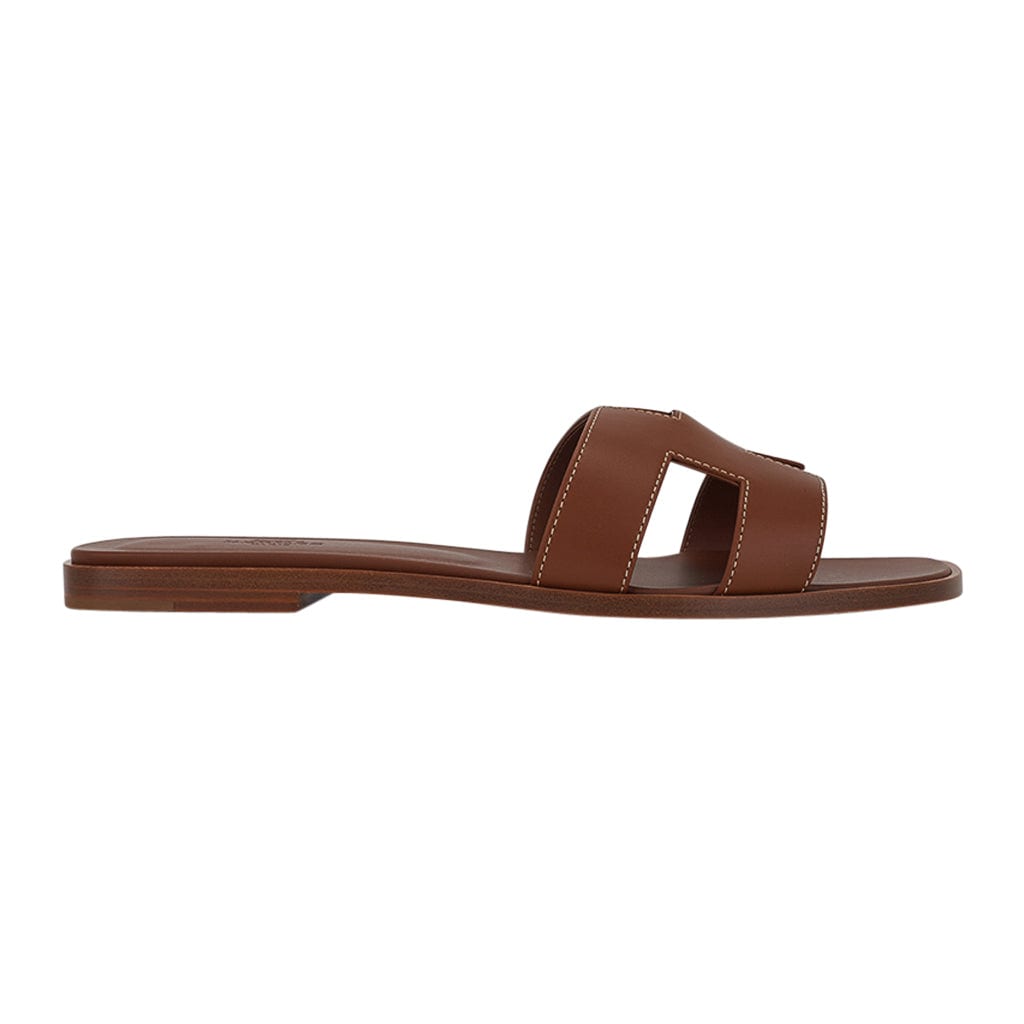 Hermès Oran Sandals Gold Box Calfskin Leather | Mightychic