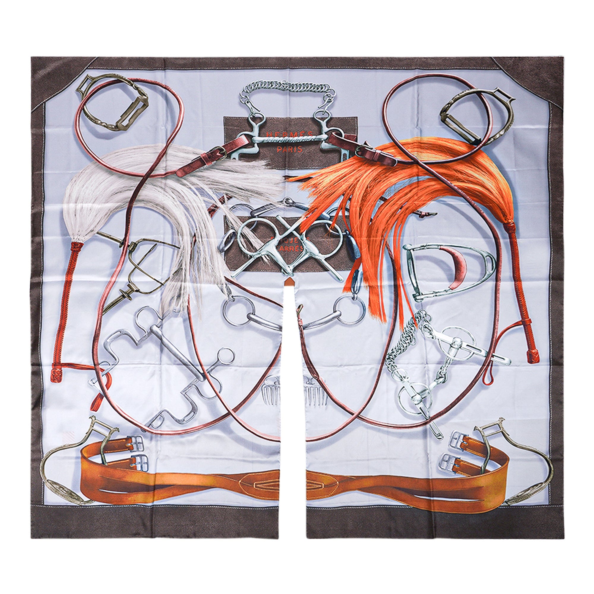 Hermes Projets Carres Poncho Silk Scarf Gris Perle / Taupe 