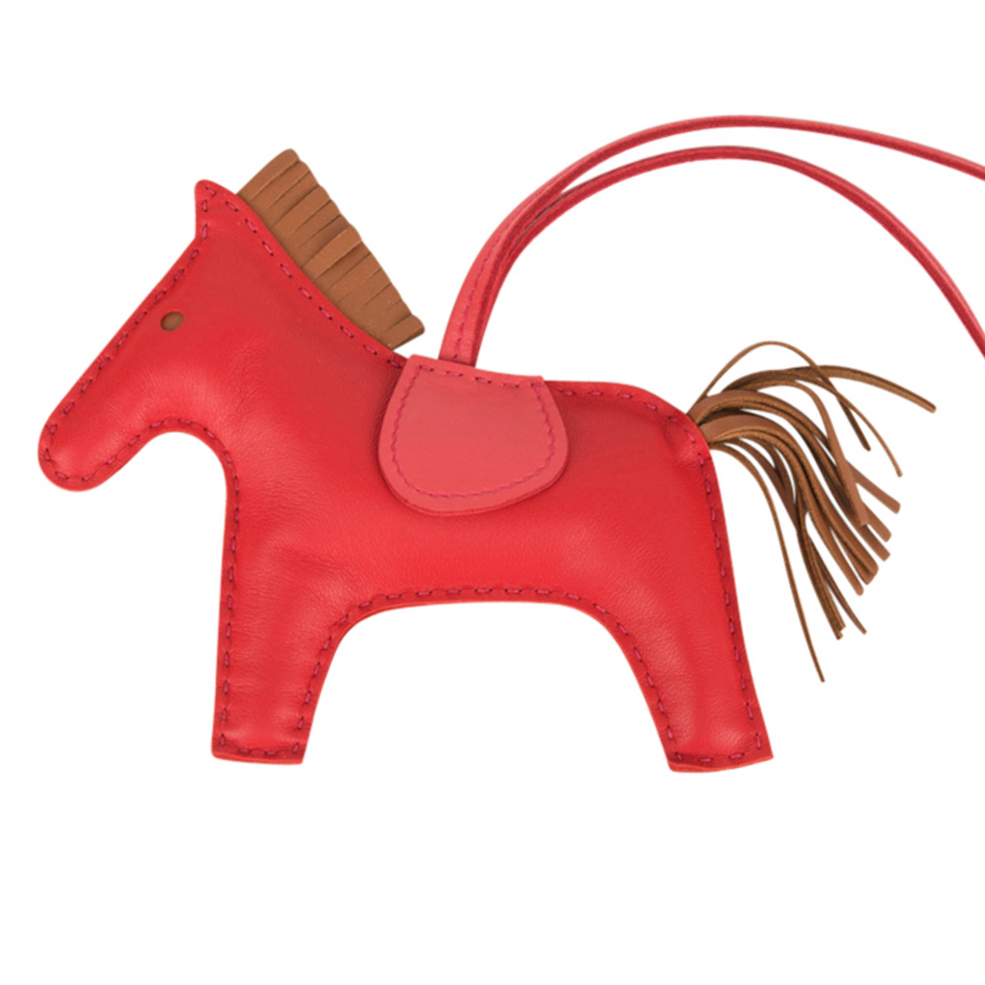 Hermes Rodeo MM Bag Charm Rouge Indien Bougainvillea and Gold