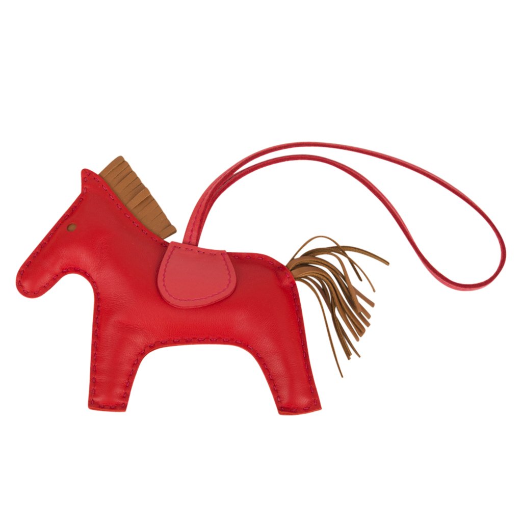Hermes Rodeo PM Bag Charm Rouge Indien Bougainvillea and Gold