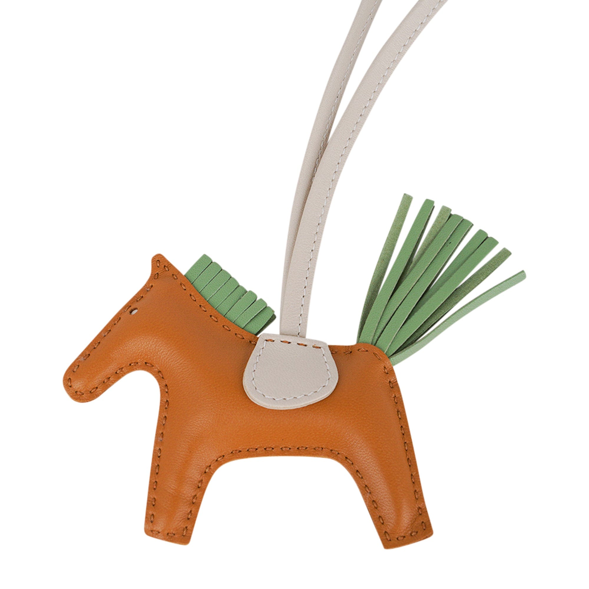 Hermes Rodeo PM Bag Charm Sesame Vert Criquet & Craie | Mightychic