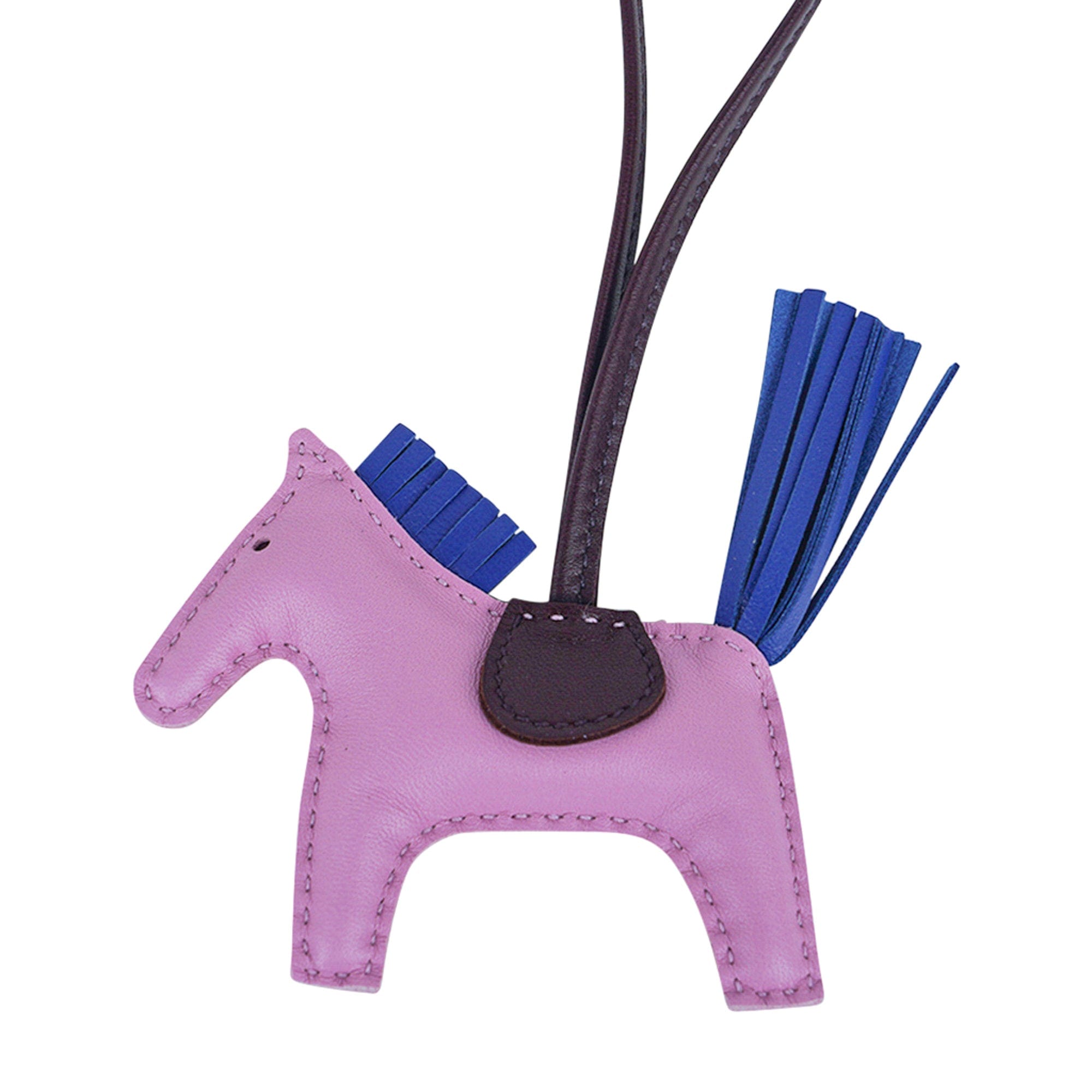 HERMES ロディオチャーム パープル Hermes Rodeo PM Bag Charm Mauve Sylvestre Bleu de France and Rouge