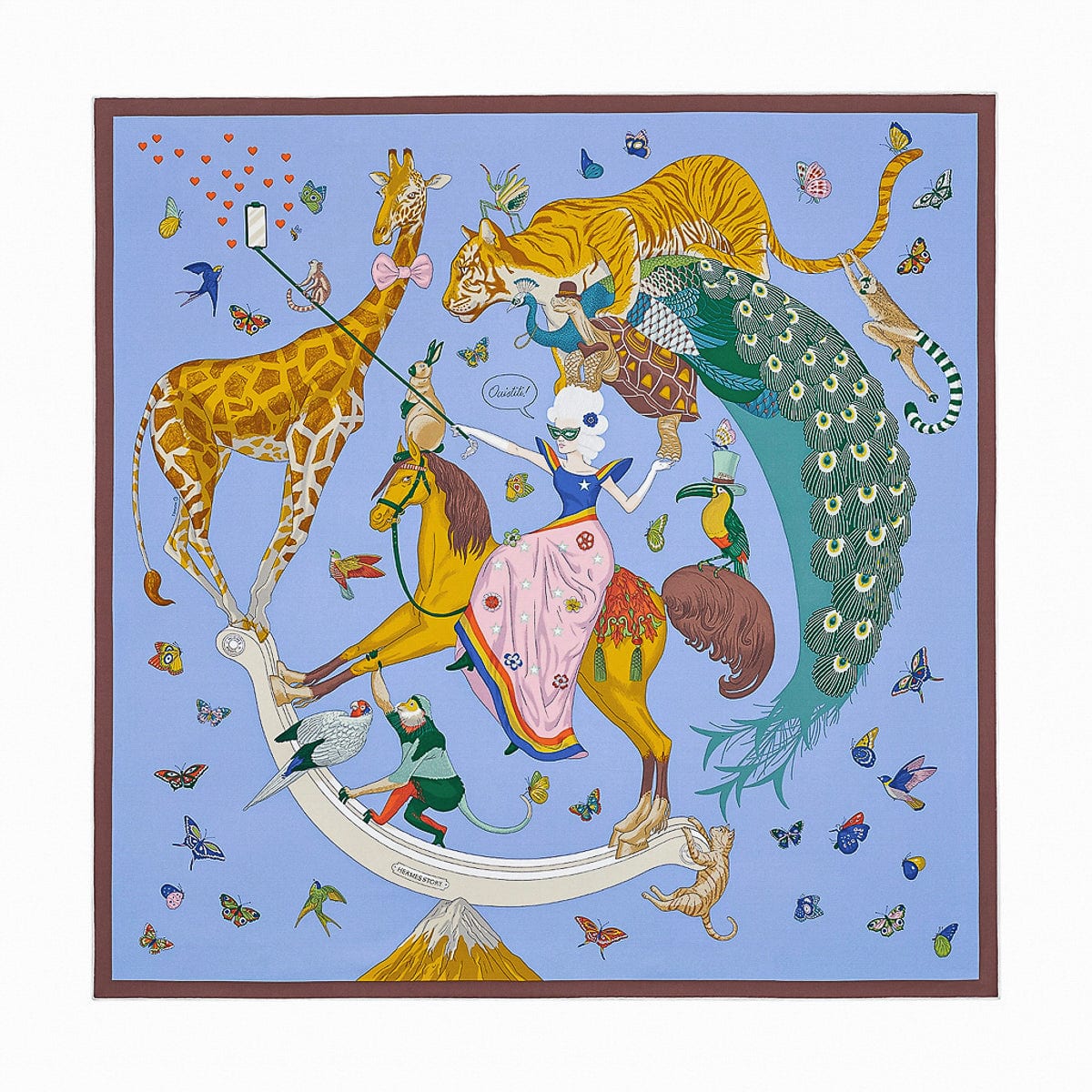 Hermes Silk Scarf 90 Story Blue Lavande and Vert | Mightychic