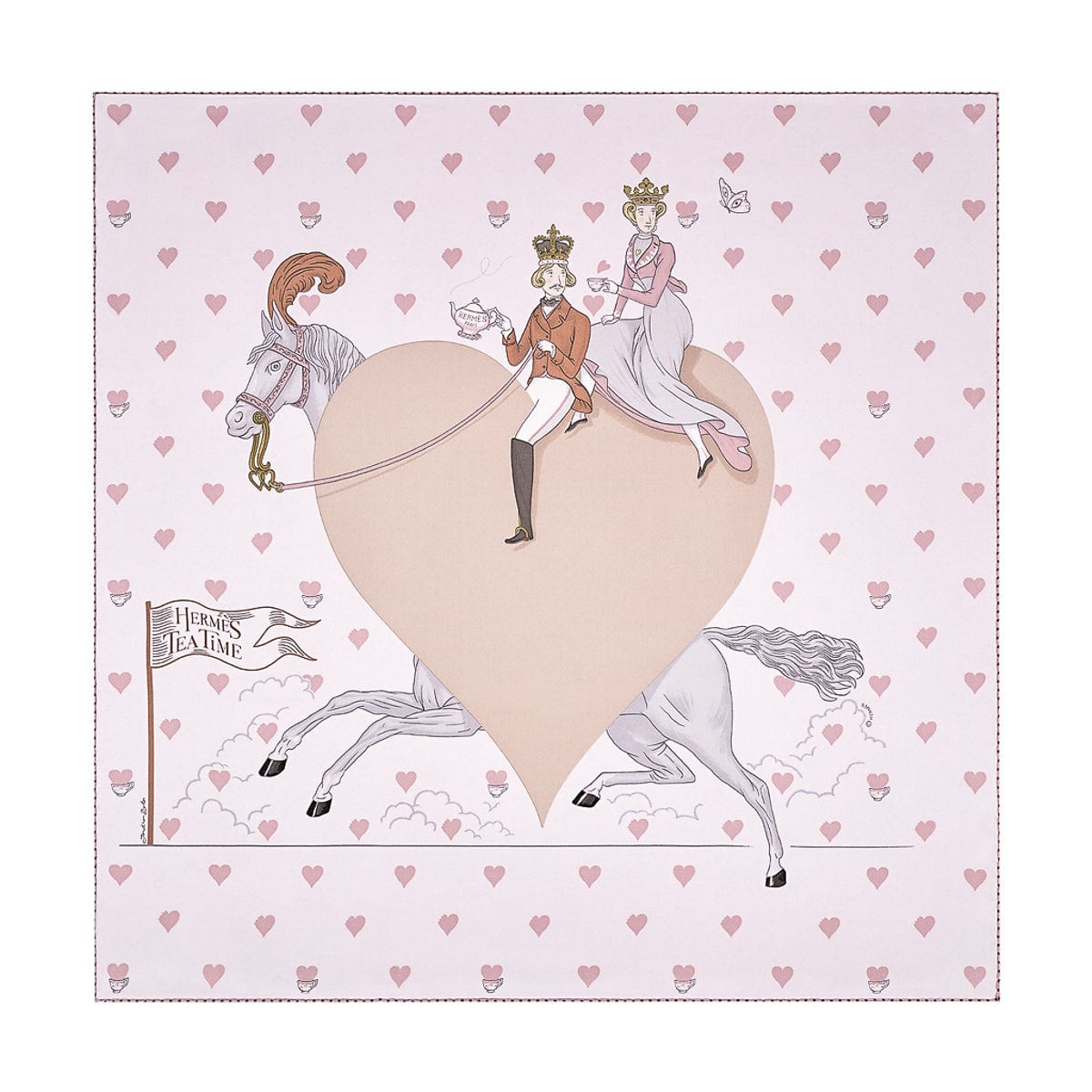 Hermes Silk Scarf 70 Tea Time Rose Pale/ Beige | Mightychic