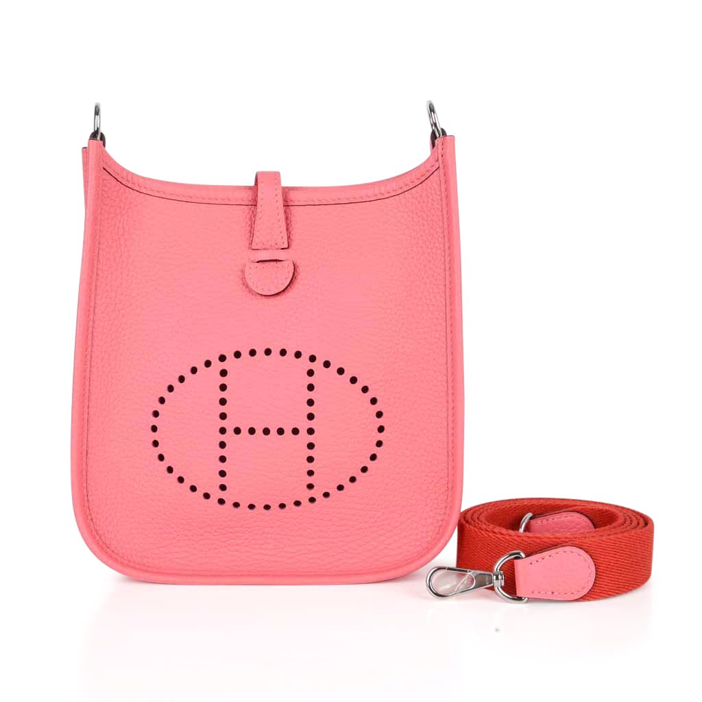 Hermes Evelyne TPM Bag Rose Azalee Crossbody Clemence Palladium