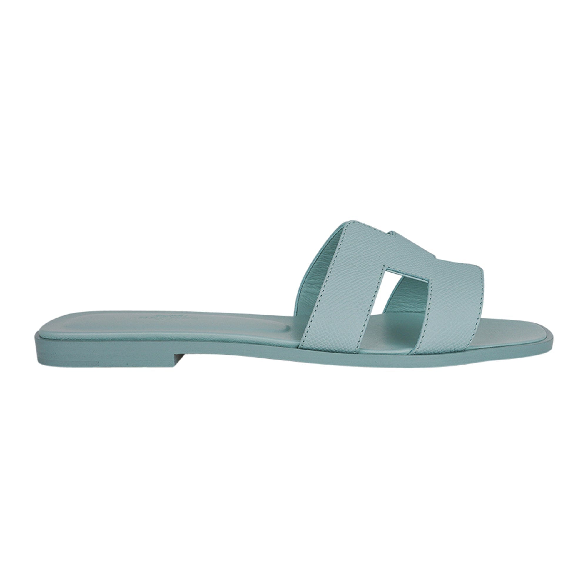 Hermès Oran Vert Embrun Sandals – Epsom Iconic H Slides | Mightychic