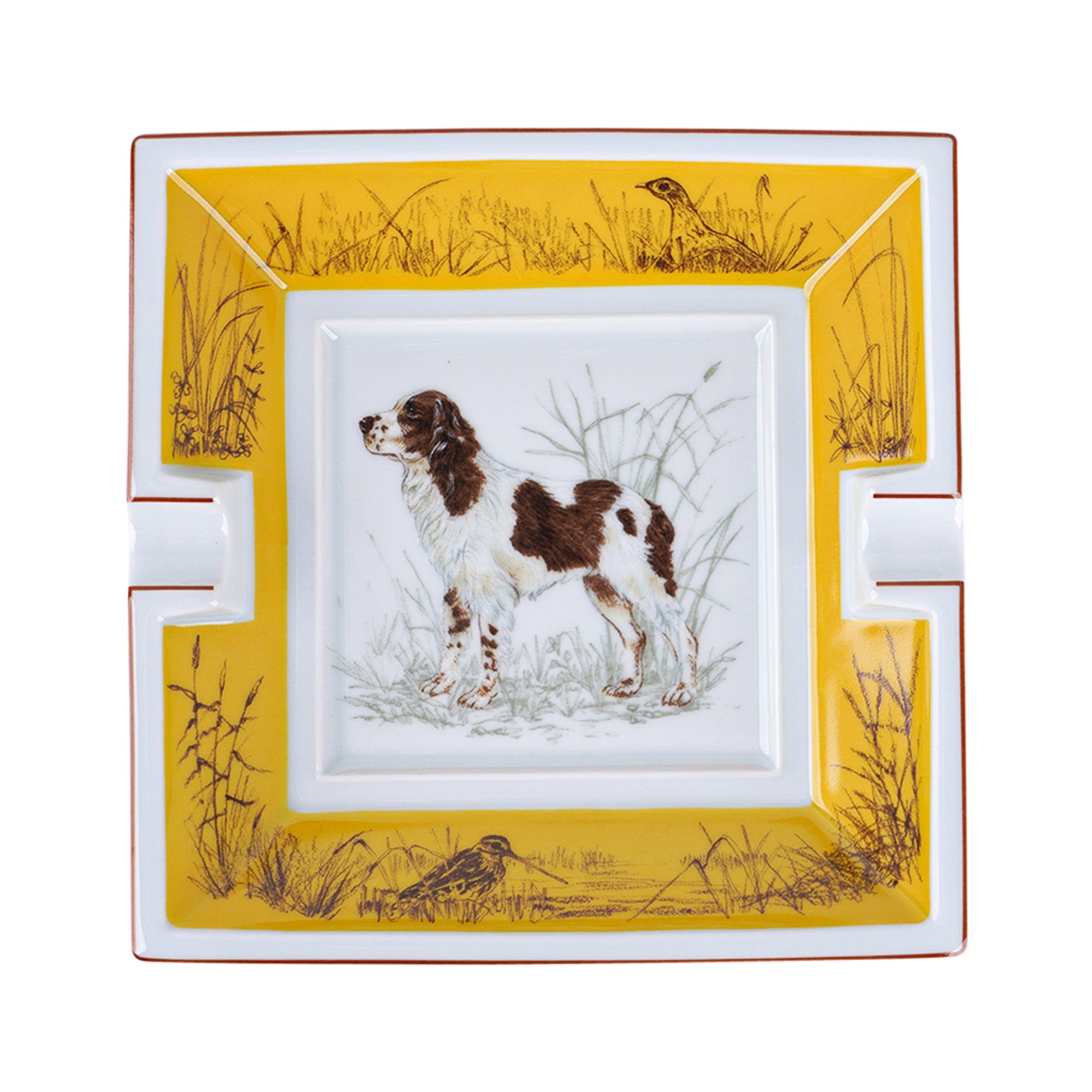 エルメスHERMESイングリッシュスプリンガースパニエル灰皿大1 小３枚犬柄 Hermes Vintage Ashtray English Springer Spaniel Limoges Porcelain