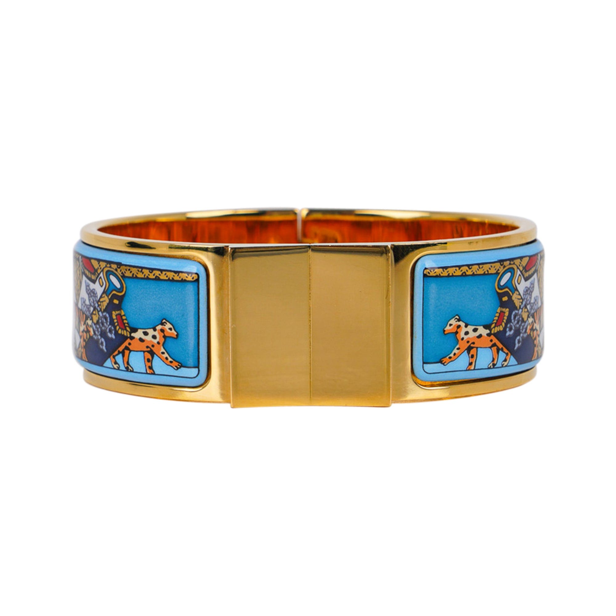 Hermes Lion Enamel Bangle Bracelet in Multi Gold | MTYCI