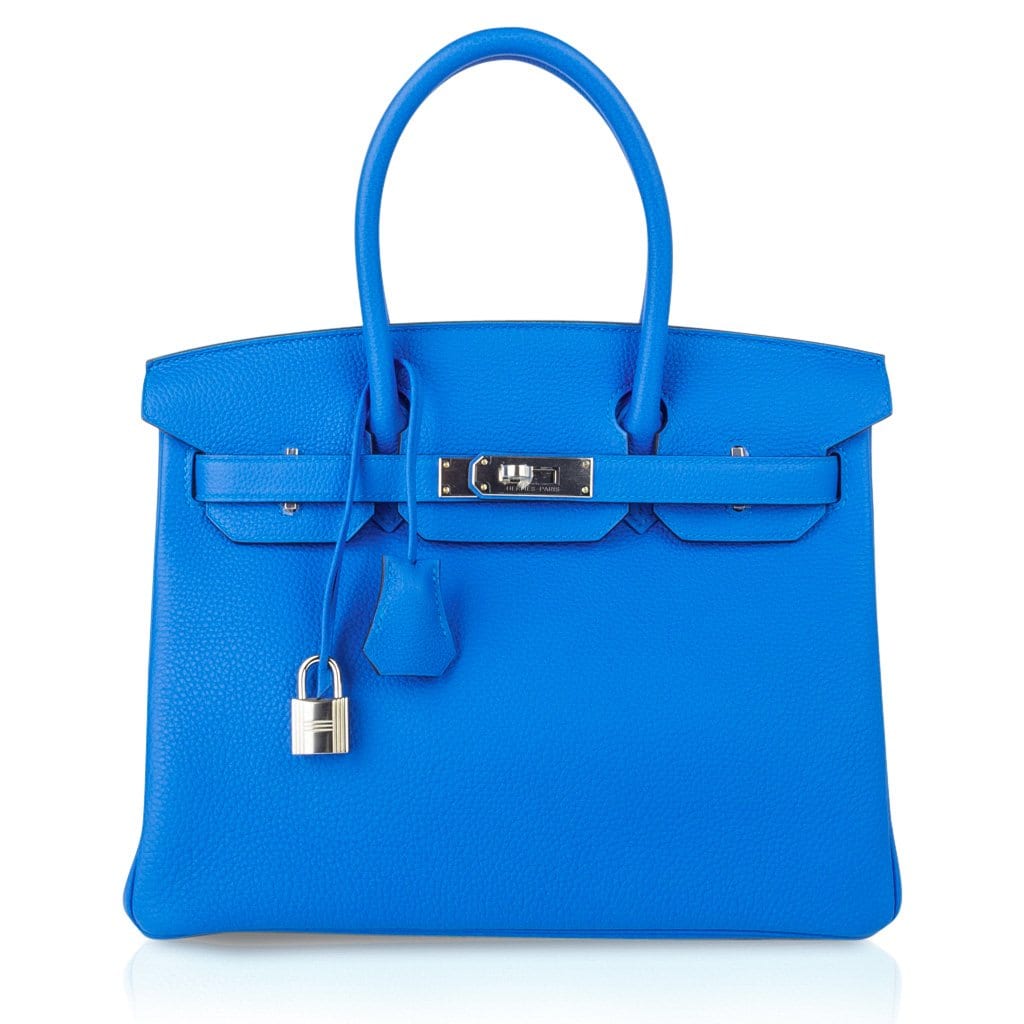 Hermes Verso Birkin 30 Bag Blue Zanzibar & Malachite Togo Leather