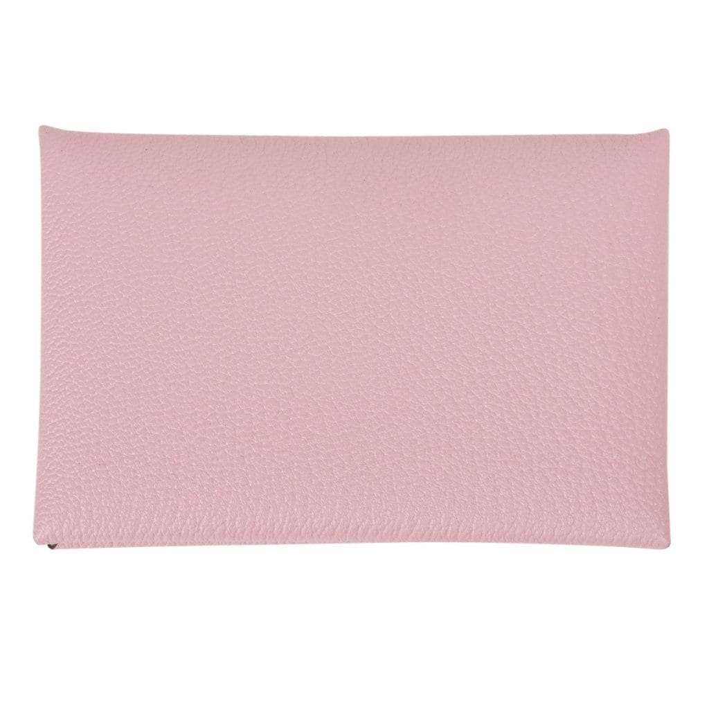 Hermes Calvi Rose Sakura Pink Chevre Leather Card Holder | Mightychic
