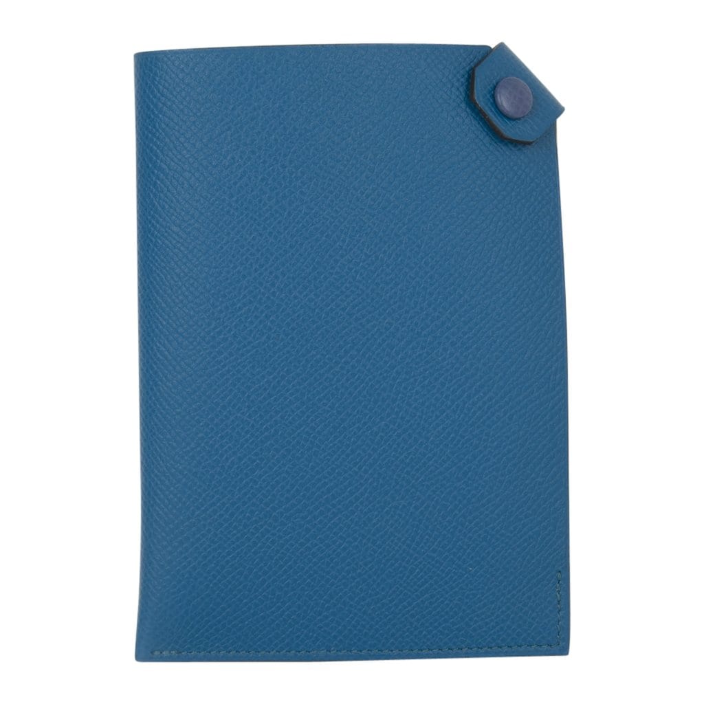 Hermes Tarmac Passport Holder Blue Izmir Epsom Blue Brighton Snap