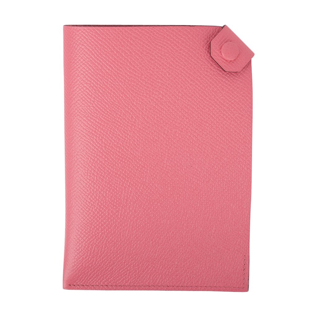 HERMESピンク レザー ケース Hermes Tarmac Passport Holder Rose Azalee Epsom Leather New