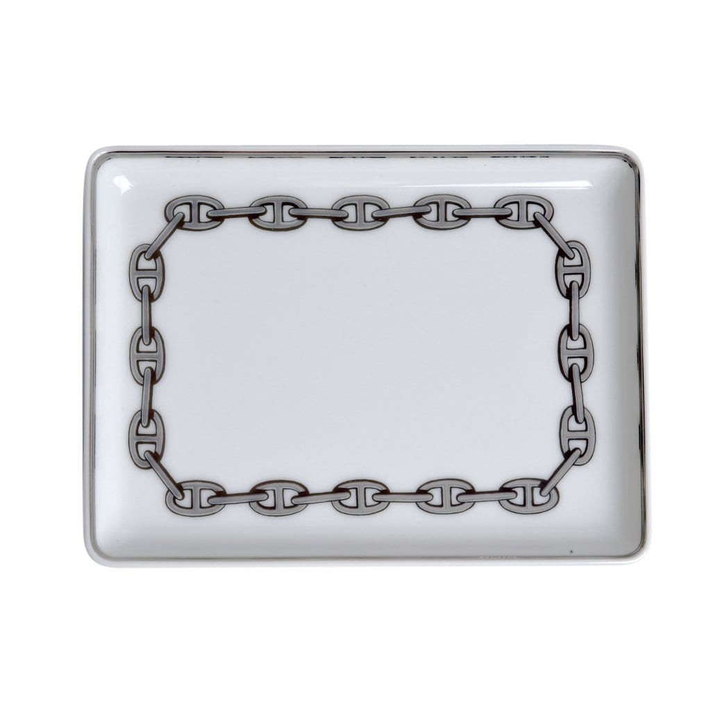 Hermes Chaine D'Ancre Platinum Tray Sushi Plate Porcelain | Mightychic