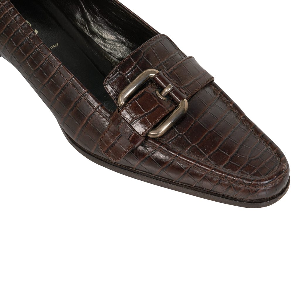 Prada Shoe Brown Faux Crocodile Loafer 39 / 9 | Mightychic