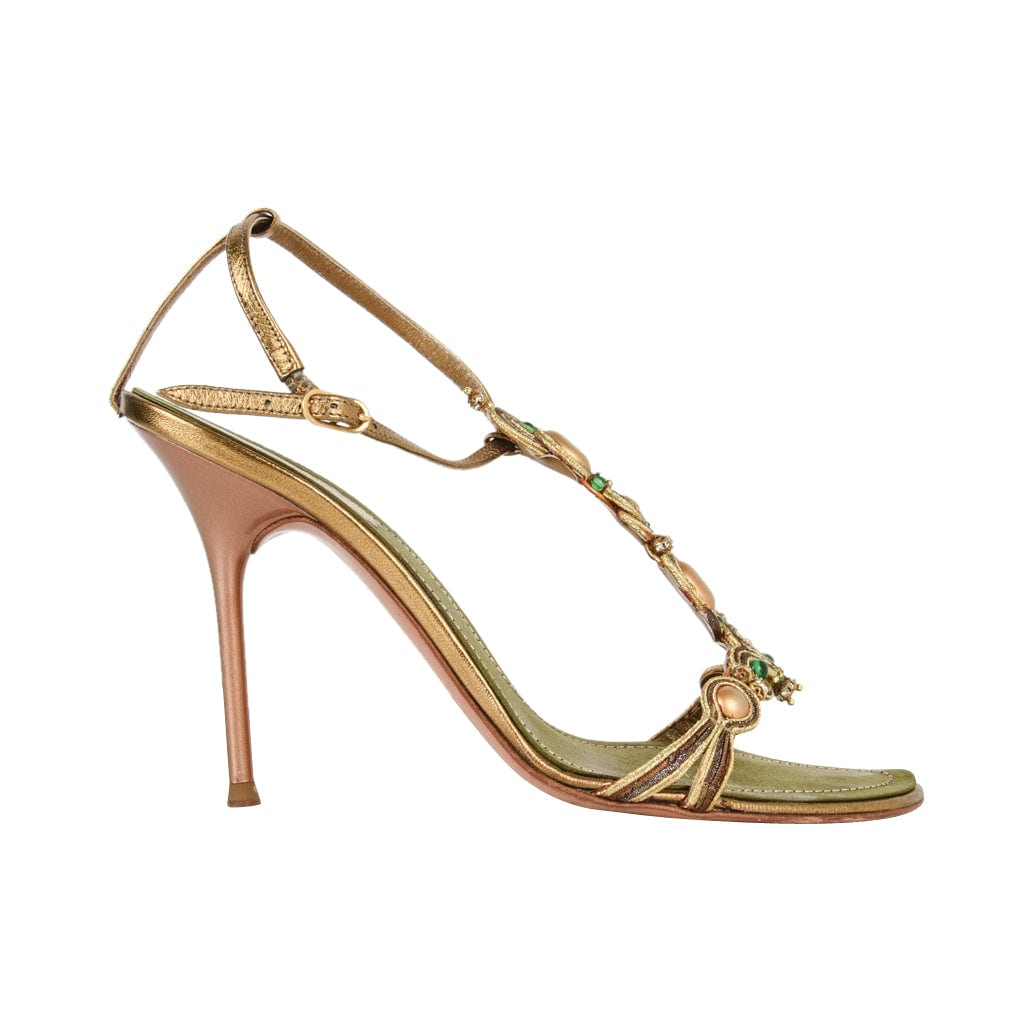 Gucci Bronze Gold Strappy Sandals Size 5.5 - Gem