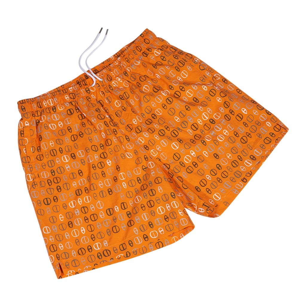 Hermes Men's Chaine D'Ancre Swim Trunks Orange L