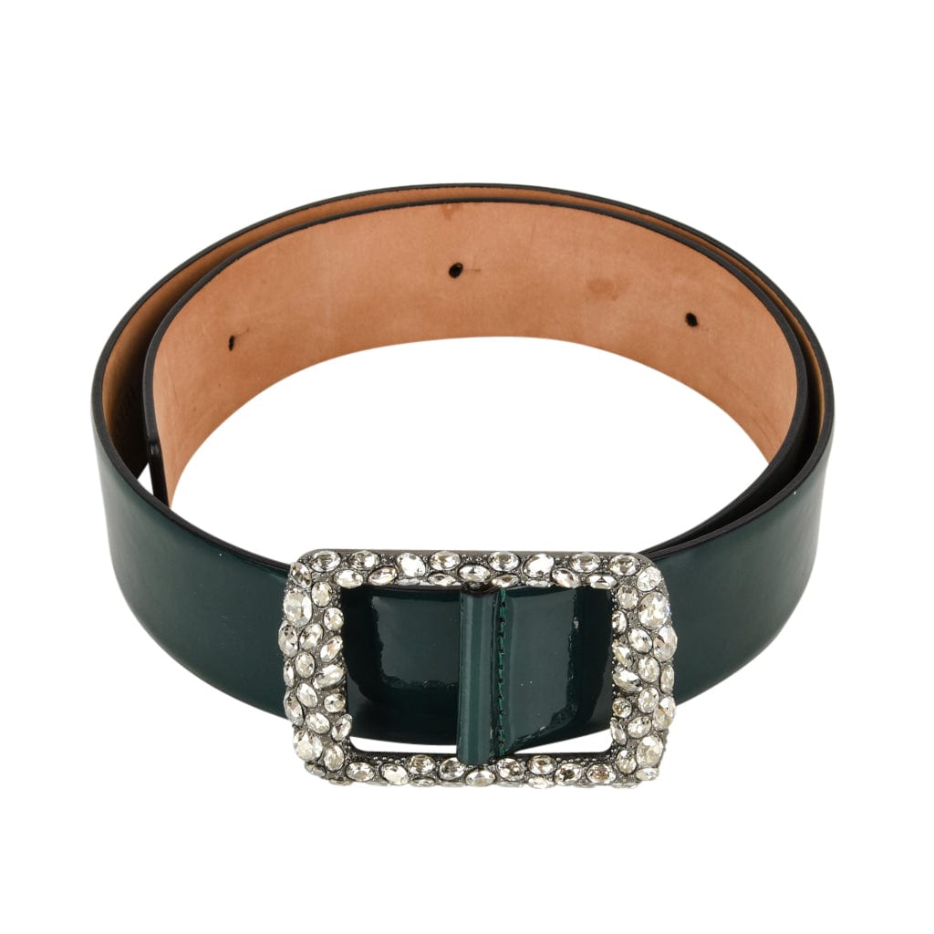Valentino Belt Bottle Green Patent Leather Bold Diamante  display picture 3