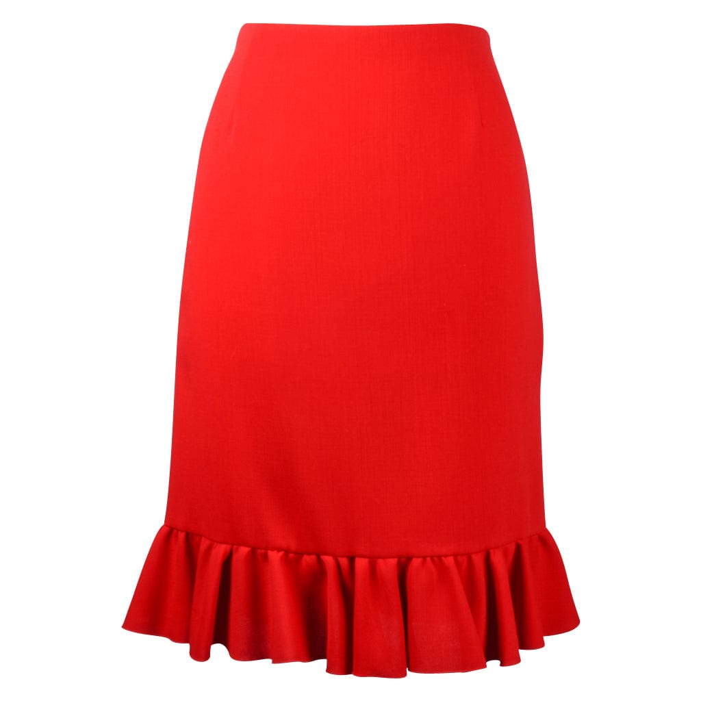 Valentino Skirt Signature Red Rear Flirty Ruffled Retail 8 New w