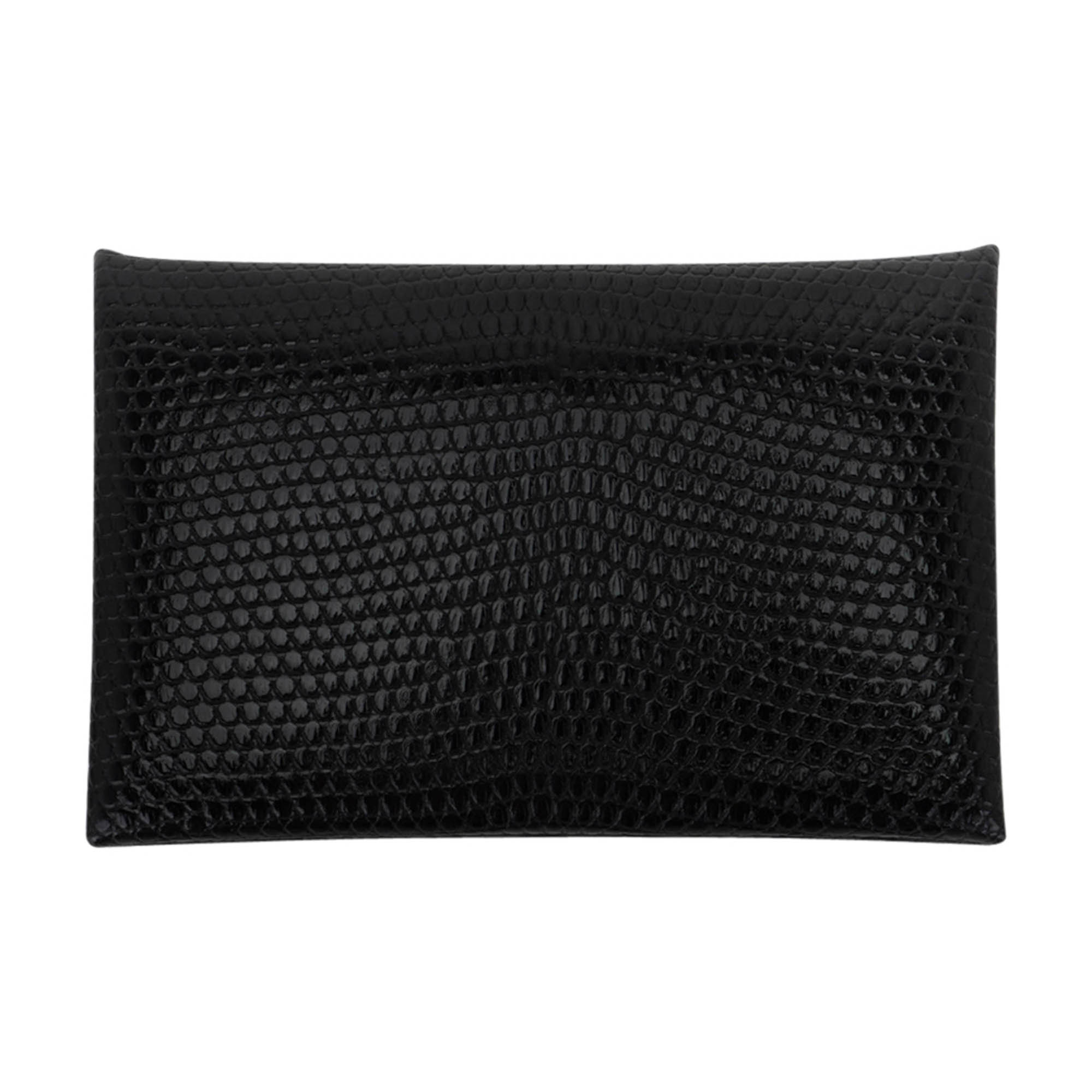 Hermès Calvi Card Holder Black Lizard