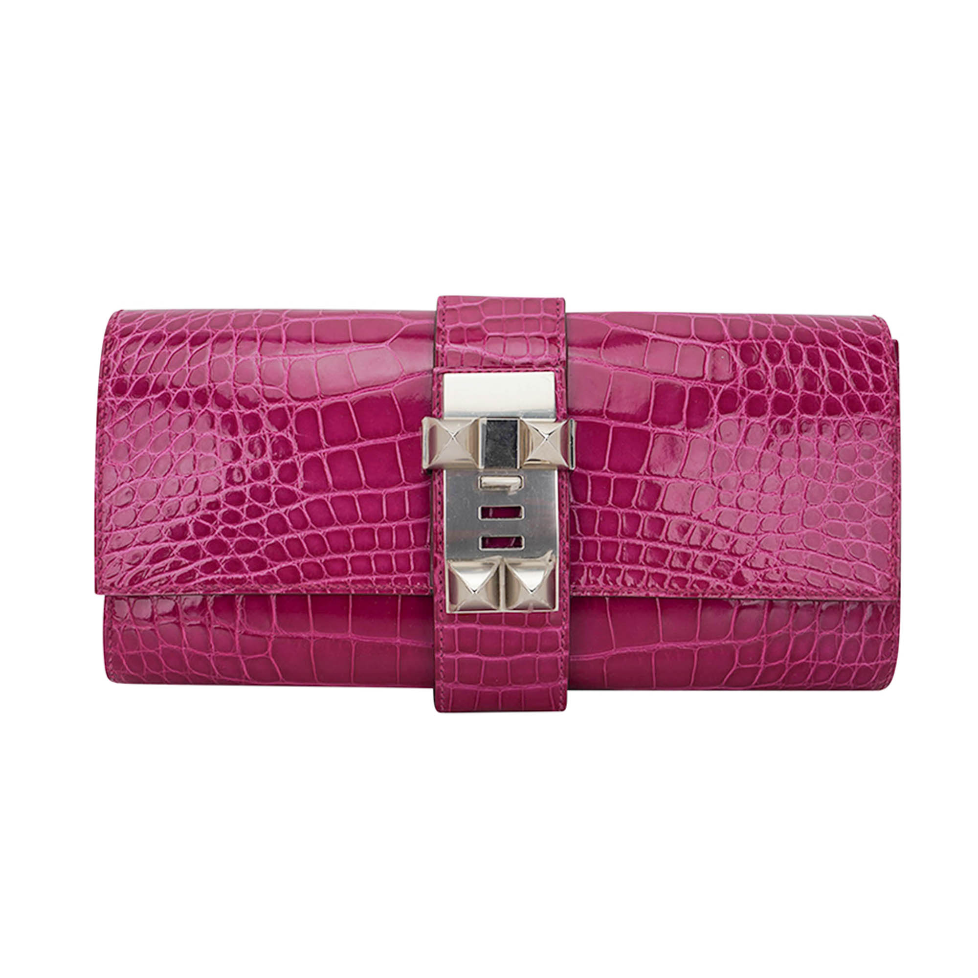 Hermès Medor 23 Clutch Rose Scheherazade Alligator | Mightychic