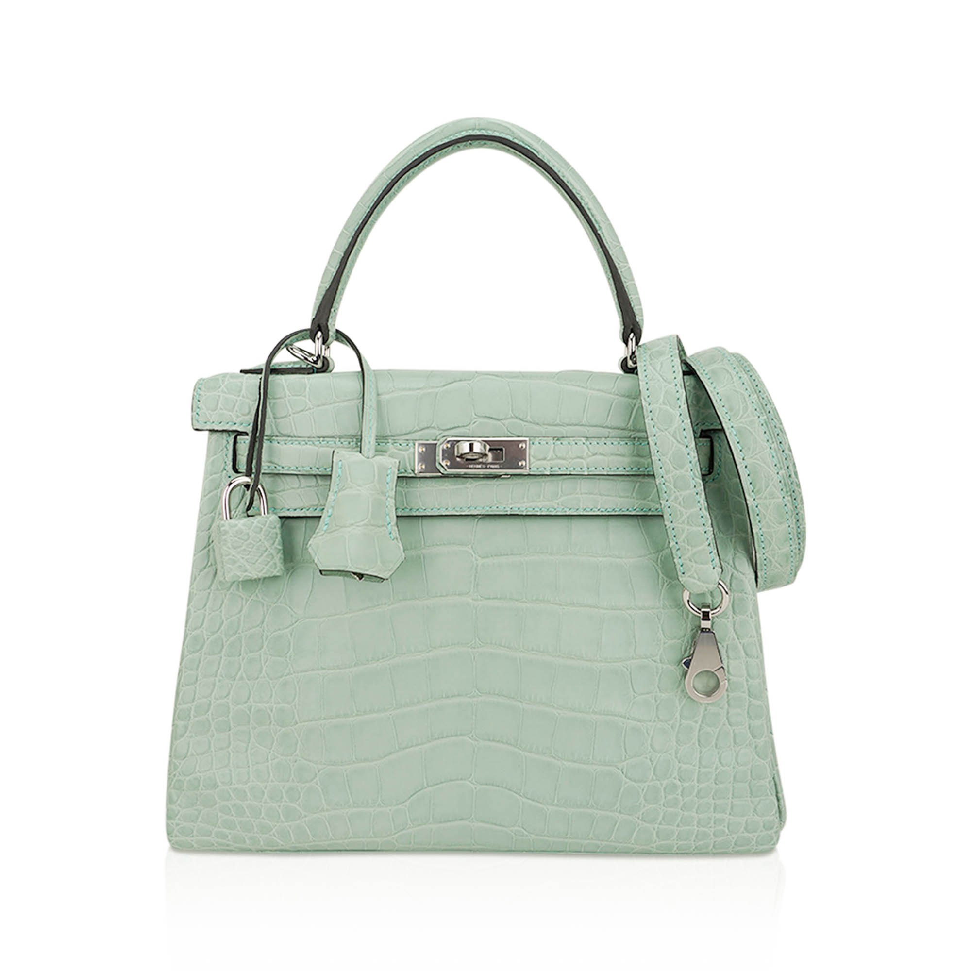 HERMES エルメス ポーチ/ケース トゥードゥー15 グリーン×グレー系 Hermès Kelly 25 Retourne Vert d'Eau Alligator Bag | Mightychic