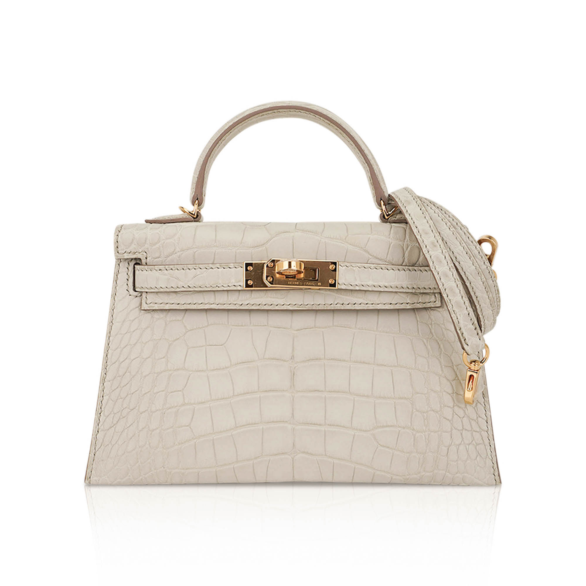 Hermès Kelly 20 Sellier Beton Matte Alligator with Gold Hardware