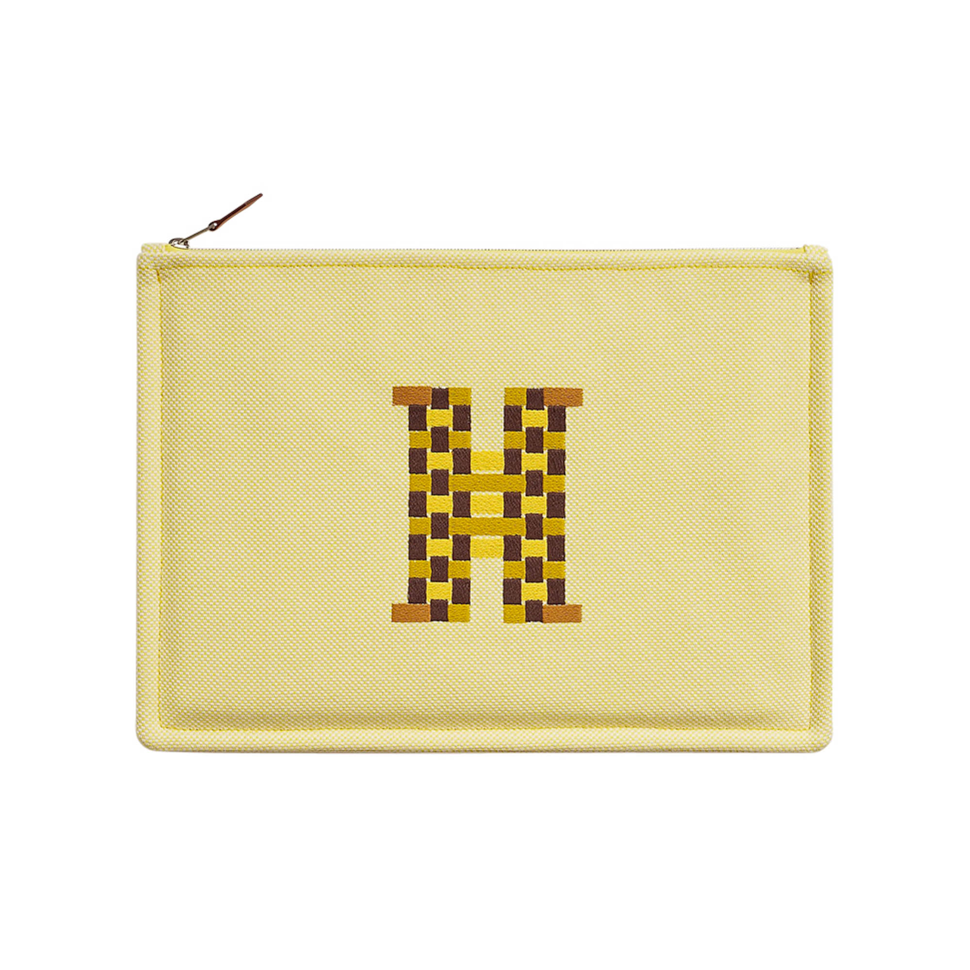 HERMES/エルメス Hロゴ 正方形 カバー c_006 Hermès H Tissage Bain Case Citron – Graphic Travel Pouch | Mightychic